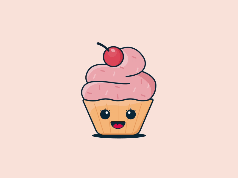 Happy cupcake animation animation 2d character character animation characterdesign cupcake cute cute character cutie delicious design dessert flat food foodie icon illustration jump vector yummy