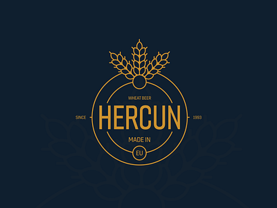 Hercun Beer logo beer beer branding beer label blue brand branding circle etiquette gold identity logo logo design logodesign wheat yellow