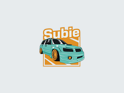 Slammed Subie 2d automotive automotive design car design flat flat illustration forester illustration logomolt low mint modern slammed stance subaru subie tuning vector yellow