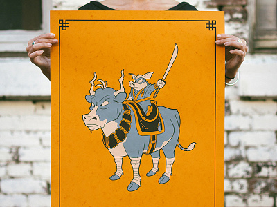 Bacon Cheesburger FIN art print bacon cheeseburger cow illustration pig print screen print silk screen