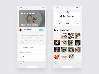 Recipes app detail + profile screens 🍲