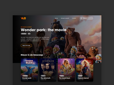 VUE Cinema homepage cinema dark design movie sketch ui web webdesign