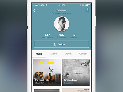 Bandcamp App Concept Re-Design app artist bandcamp ios iphone music app user profile