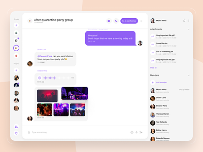 Group-oriented chat platform chat clean ui message message app messages messenger whitespace