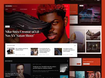 News Website Concept dark ui news red web design website