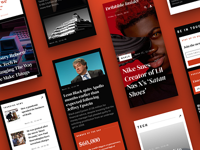 News website | Mobile articles dark ui design news newspaper red webdesign