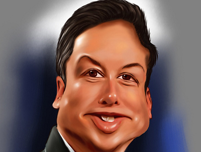 Elon Caricature portrait painting caricature illustration painting