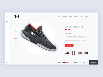 Under Armour Shoe Shopping Concept design ui web