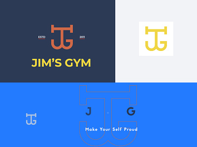 JIM'S GYM Logo Design 3d brand brand mark branding business design graphic design icon iconic logo jims gym logo lettermark logo logo designer logo mark logo presentation logotype minimal monogram vector wordmark