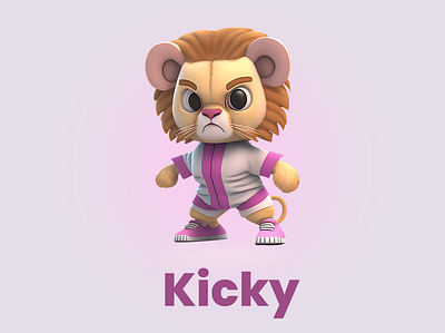 Meet kicky 3d 3d animals banner image branding cute animal characters design graphic design illustration ui