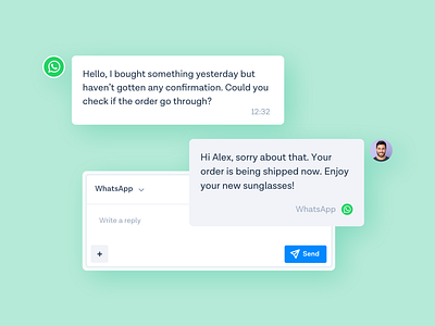 Message Bubbles agent artificial chat chatbot conversational ui support teams whataspp