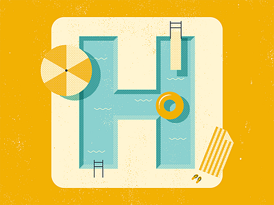 Summer H h halftone herring design illustration letter pool summer texture yellow