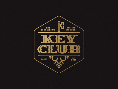 Key Club badge black and gold bluegrass bob schneider design graphic design illustration key sticker type typography vector