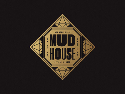 Mudhouse badge black and gold bob schneider diamonds funk rock graphic design illustration musician sticker type typography vector