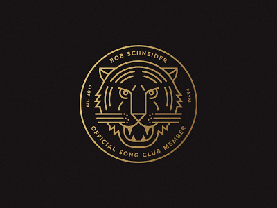 Song Club badge black and gold funk rock graphic design illustration musician rock sticker tiger vector