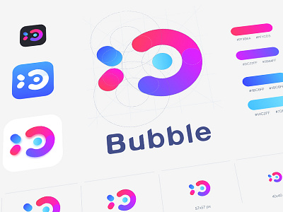 Bubble bubble change colorful ear fish gradual icon logo