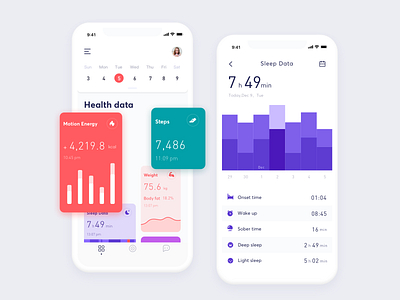 Befit app calendar card data design health ios iphone x sleep ui ux