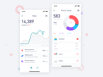 Befit 2 app breakfast circle data design fat fit food health ios iphonex lunch number step supper ui ux