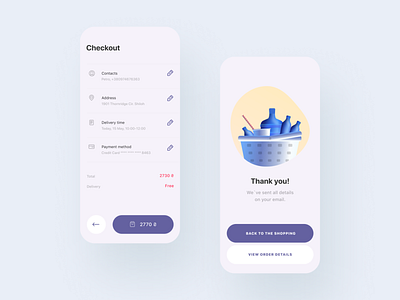 Checkout app design flat illustration minimal ui ux vector