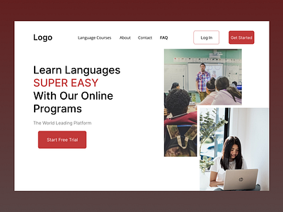 Simple Language Learning Website - Landing Page Design design designer figma figmadesign language learning ui uidesign ux uxdesign webdesign