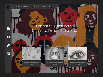 Learn to draw - Landing Page Design behance branding design designer draw drawing dribbble figma figmadesign figmadesigner pinterest ui uidesign uiux ux uxdesign webdesign