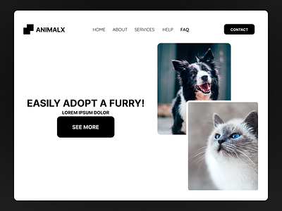 Animal Adoption Center Landing Page Design behance branding design designer dribbble figma figmadesign figmadesigns post shot ui uidesign uidesigner ux uxdesign uxdesigner webdesign