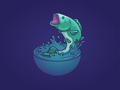 Big Game Bass Fishing 2d artwork character fish illustration illustrator logo vector