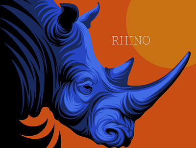 RHINO vector illustration animal artist artwork blue design illustration nature orange rhino vector zoo