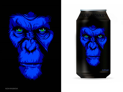 BEER can label design. Blue Monkey