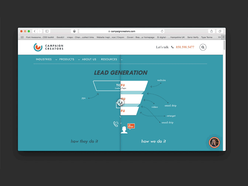 How they do it vs. How we do it design funnel hero interactive lead generation marketing ui ux web design