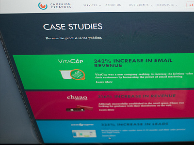 Case Studies brand campaign cards case studies clients colors grid layout ui ux web design website
