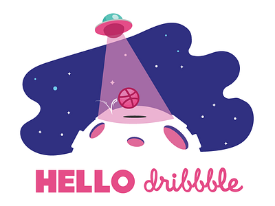 Hello Dribbble debut flat design hello dribble illustration print