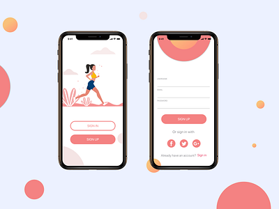 Sign up app concept app concept design fitness app girl illustration illustration iphonex signup signupform sketch app ui