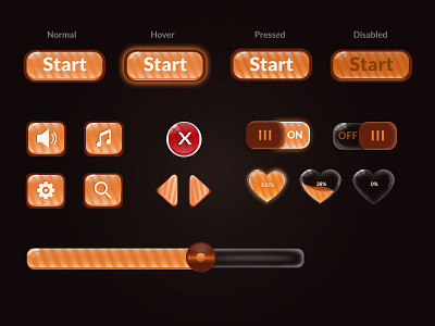 UI exploration in colour and shape button states buttons design game game design icon shape ui ui set