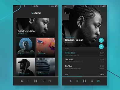 Music App Concept android app interface ios mobile music play song sound ui