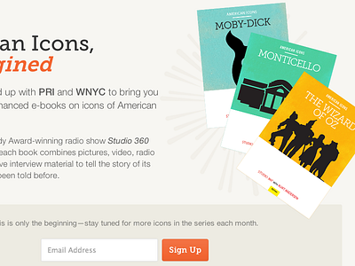 Byliner American Icons american icons byliner design icon illustration landing page moby dick monticello