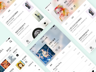 豆瓣音乐人- Folk Music Profile app application audio card clean interface list music player ui