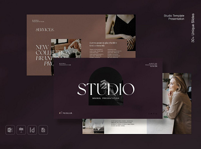 Studio Portfolio PowerPoint Template #1 app branding design graphic design illustration logo typography ui ux vector