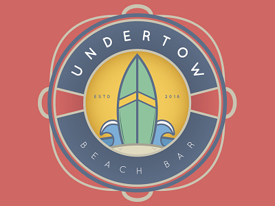 Undertow Beach Bar badge bar beach lifepreserver logo logodesign surfing waves