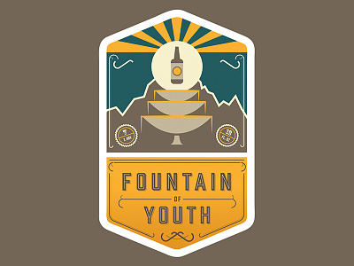 Fountain Of Youth badge beer booze bottle illustration label midwest vector western