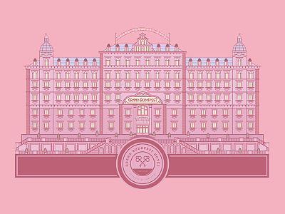Grand Budapest Hotel – Colorized badge building color grandbudapest hotel illustration keys line lineart vector wesanderson