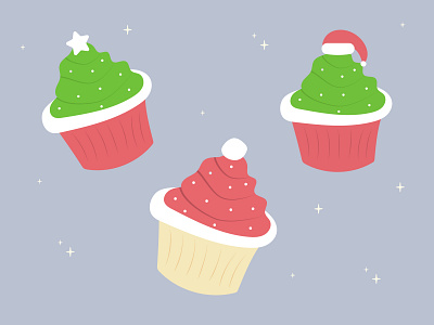 Winter holidays cupcakes app christmas design cupcakes design flat icons graphic design illustration vector