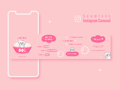 Seamless Instagram Carousel Design app branding carousel design dogs graphic design illustration instagram pets vector