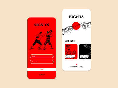 Sign in - Boxe Club app boxe red sign in sign up ui ux
