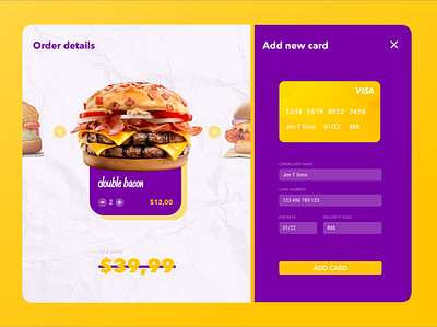 Order Checkout checkout credit card food price purple ui ux