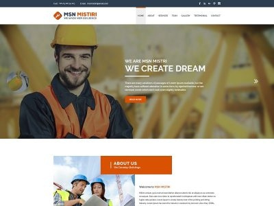 $1 PSD Template - Msn Mistiri Construction civil construction engineering landing page one page