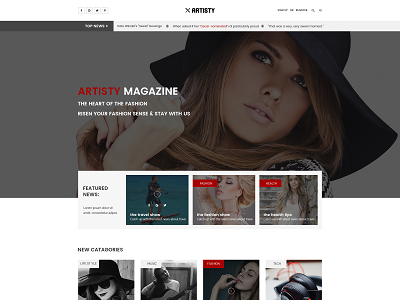 $1 PSD Template - Artisty blog blogging e magazine journal journalist magazine news orange press reviews writers writing