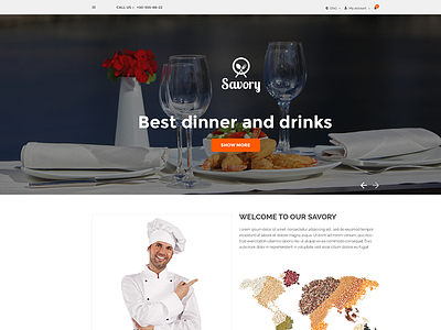 Savory-Restaurant and Cafe PSD Template bakery cafe coffee cookies food hotel restaurants