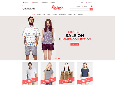 Galleria – Superstore eCommerce PSD Template elegant fashion flat minimal modern portfolio shop