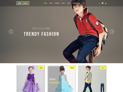 $1 PSD Template - Kids Shop clothing ecommerce creative fashion fashion psd fashion store kids shop ecommerce template modern psd retail shop online